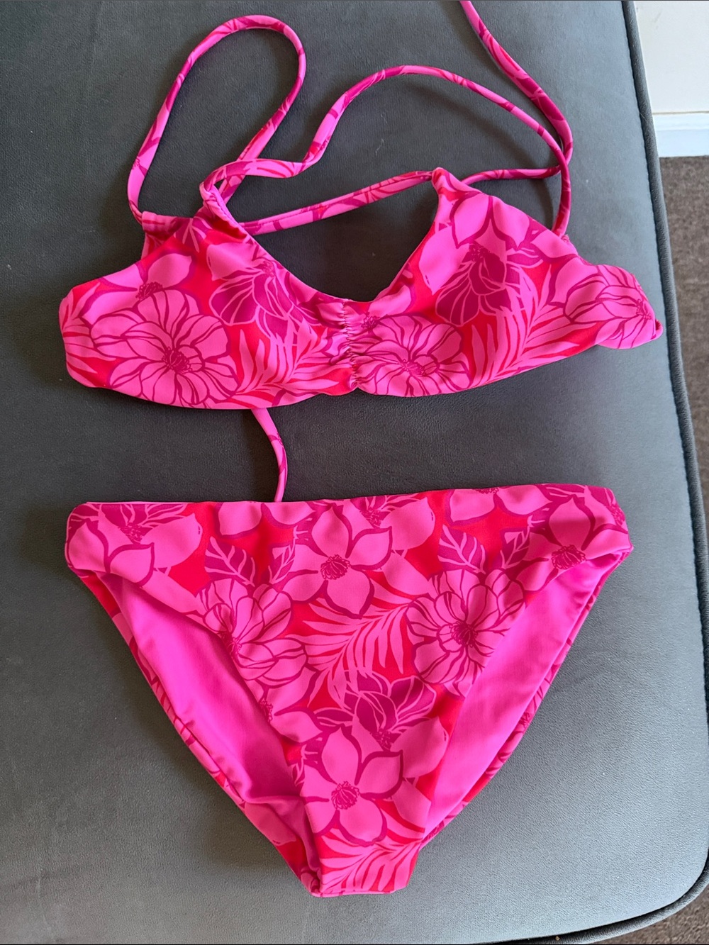 Girls Floral Pink Two-Piece Swim Bikini